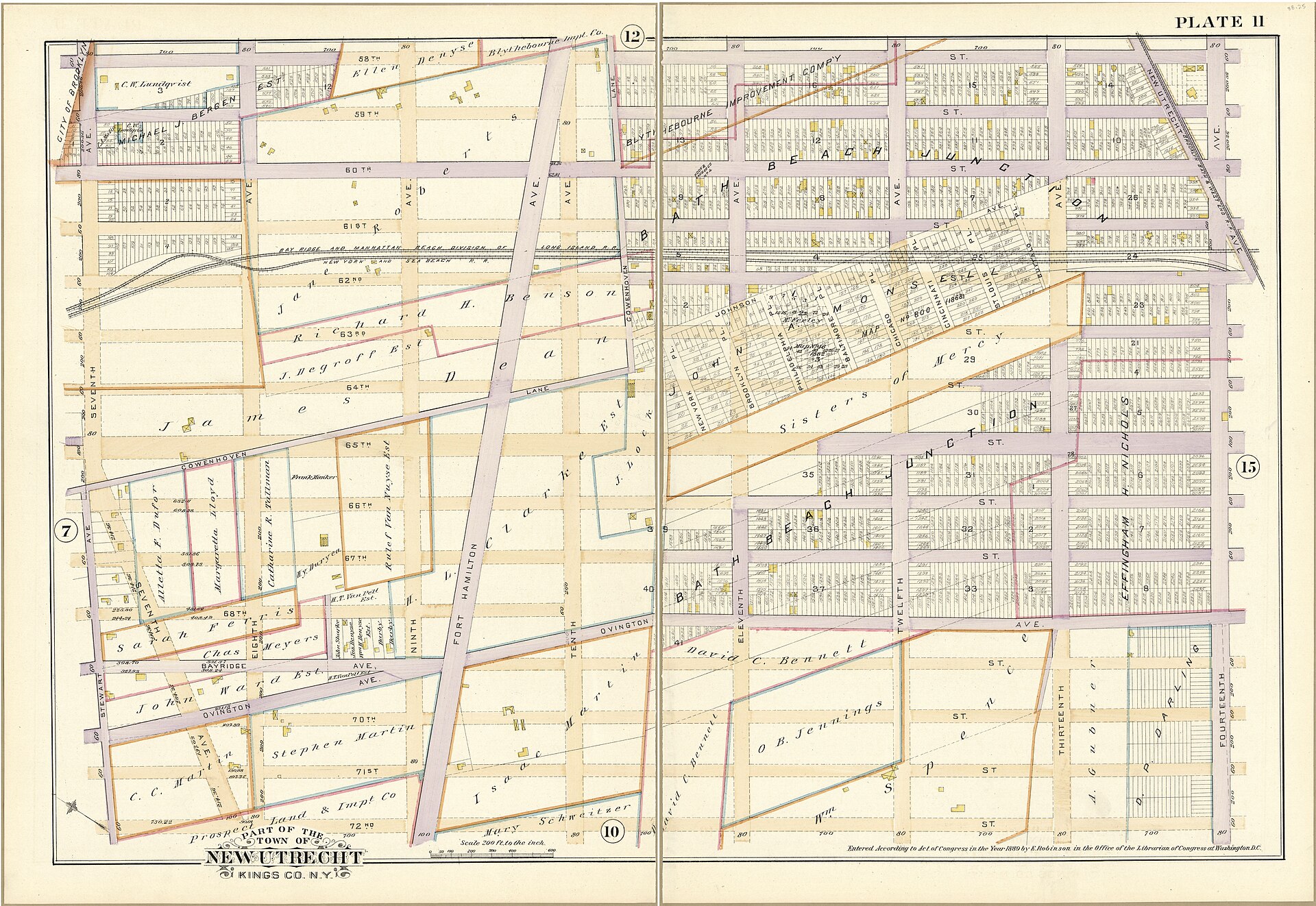 A plate from Robinson's 1890 atlas of Kings County